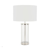 Laura Ashley Harrington Large Table Lamp Polished Nickel and Glass With Shade